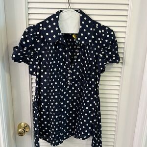 Bundle for $7: Juicy Couture flirty blouse in navy + white polka dot (4)